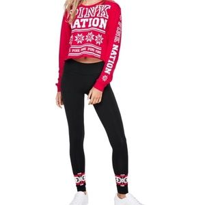 PINK Set Long Sleeve Crop Top and Leggings